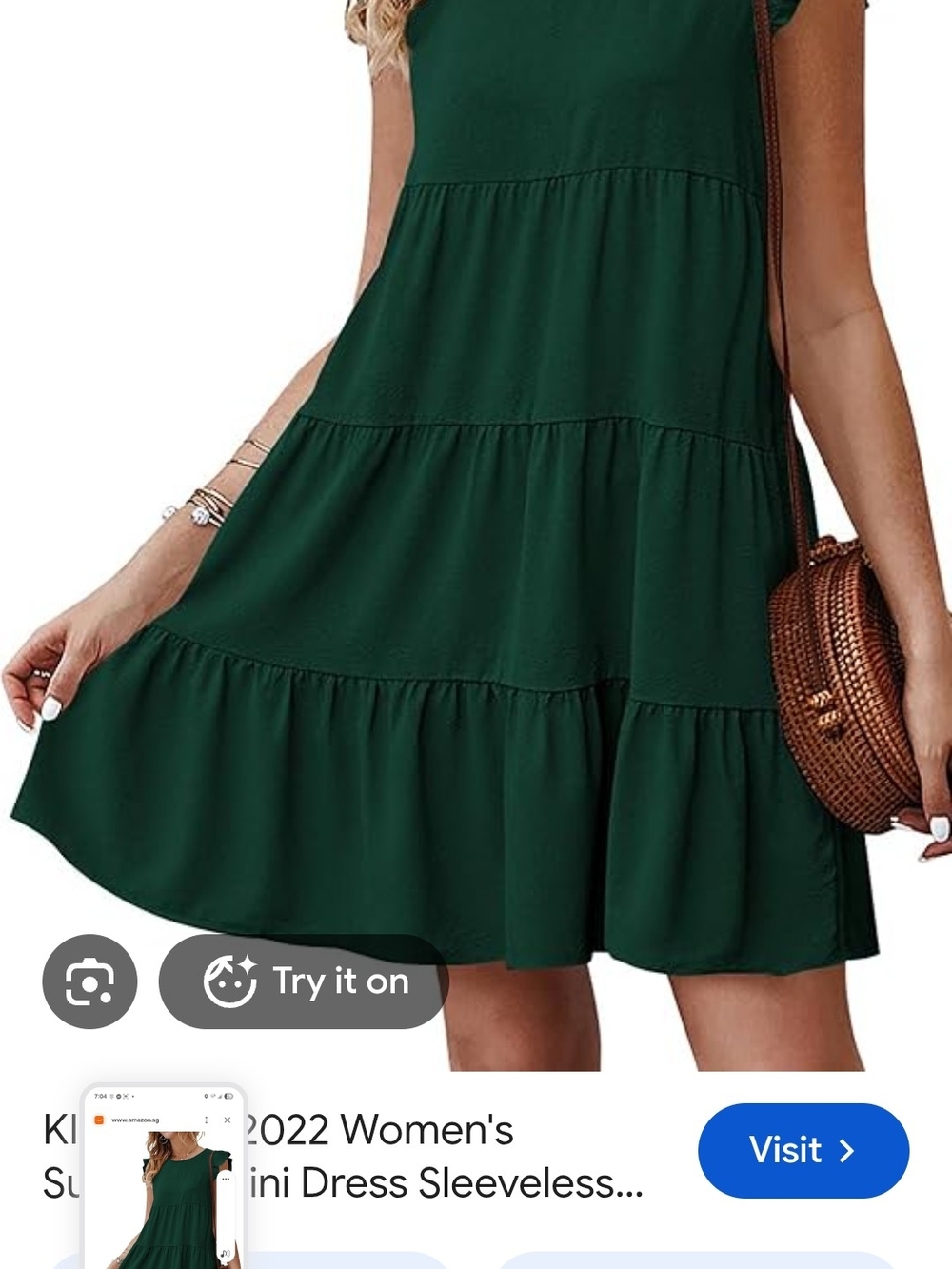 Sleeveless Tiered Mini Dress in Forest Green